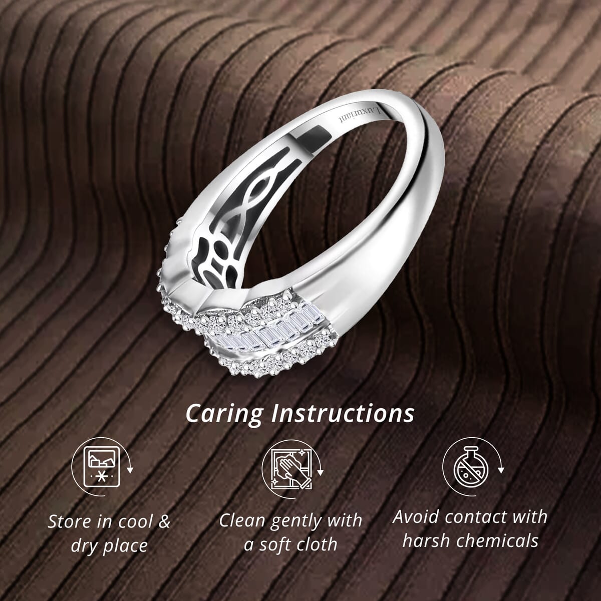 Luxuriant Lab Grown Diamond SI 1.00 ctcw Scalloped Ring in Rhodium Over Sterling Silver (Size 8.0) image number 6