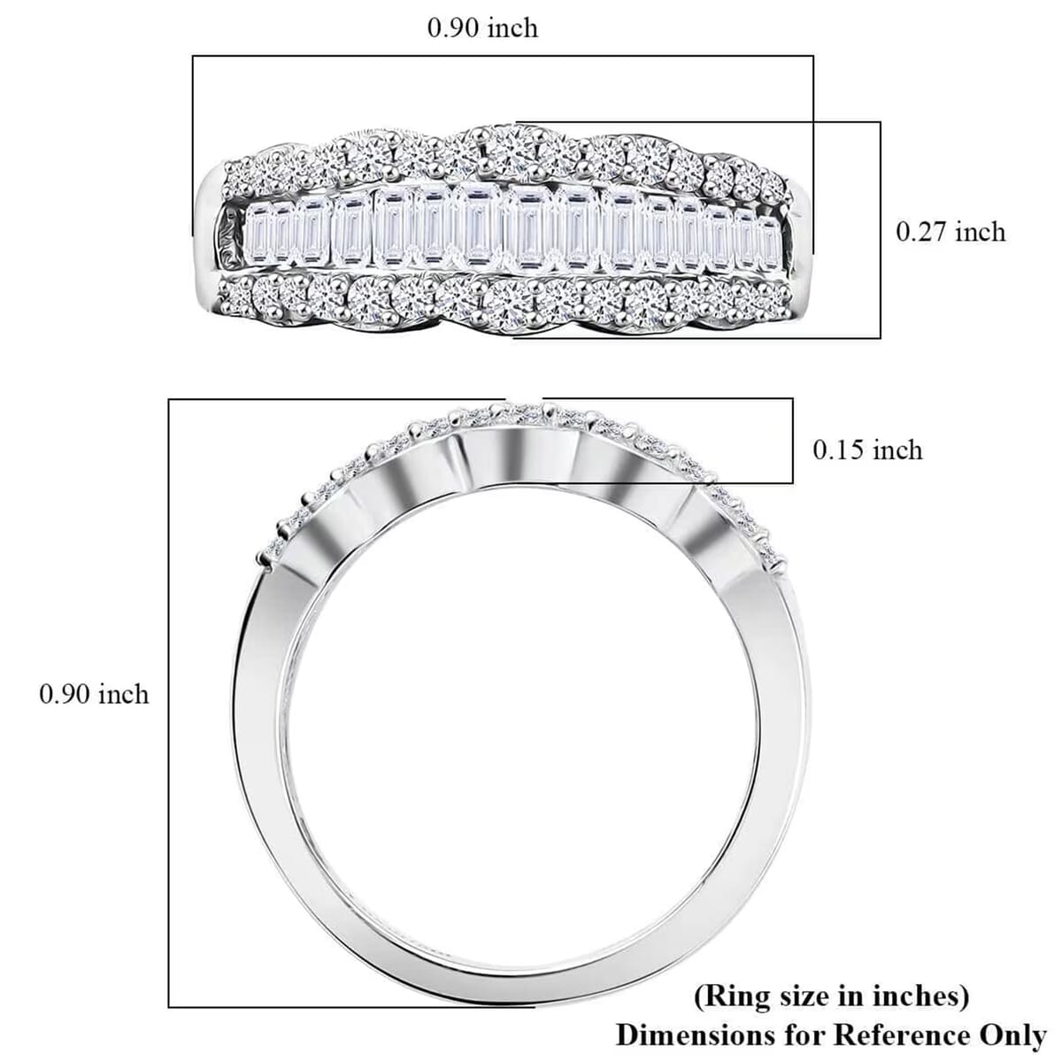 Luxuriant Lab Grown Diamond SI 1.00 ctcw Scalloped Ring in Rhodium Over Sterling Silver (Size 8.0) image number 7