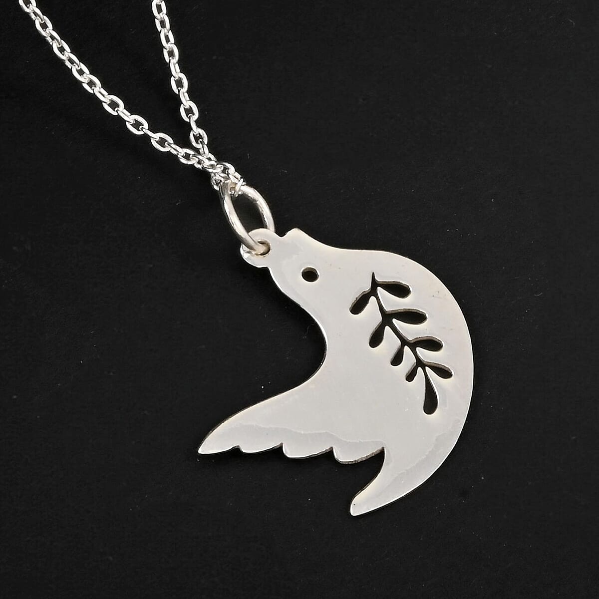 Dove Pendant Necklace in Sterling Silver 2.50 Grams 20 Inches image number 1
