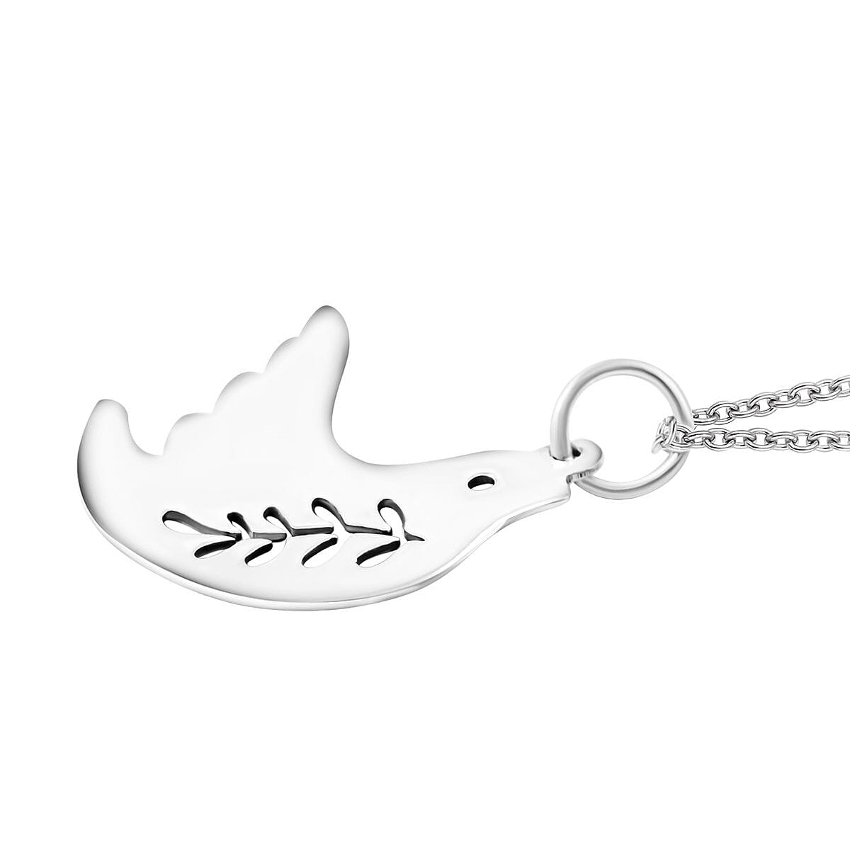 Dove Pendant Necklace in Sterling Silver 2.50 Grams 20 Inches image number 3