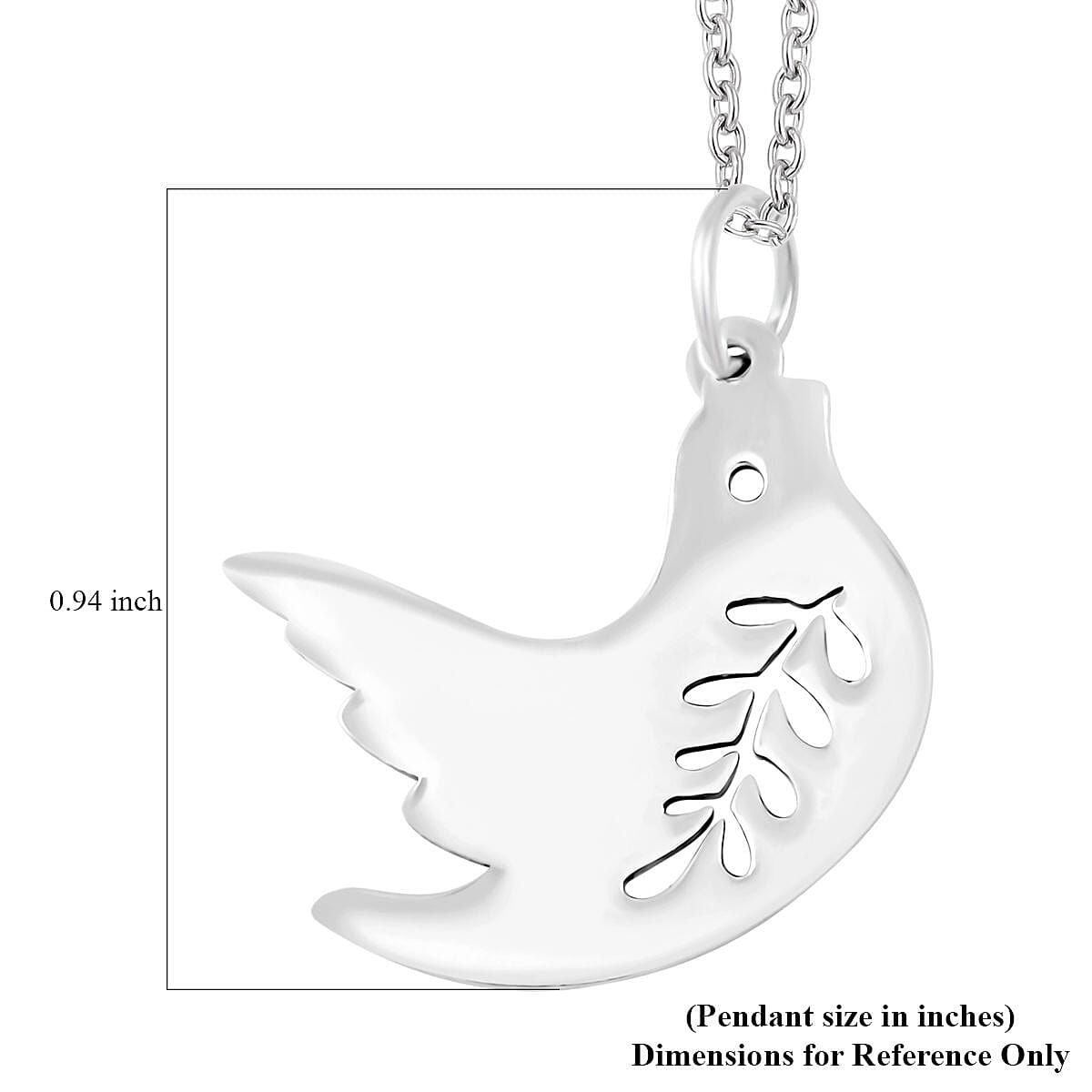 Dove Pendant Necklace in Sterling Silver 2.50 Grams 20 Inches image number 5