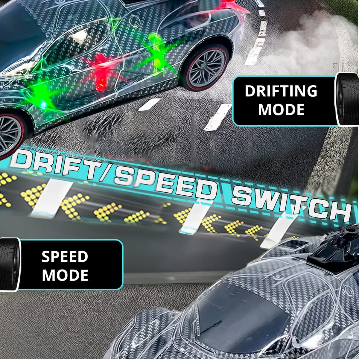 Light Speed II RC LED Sports Car - Black image number 1