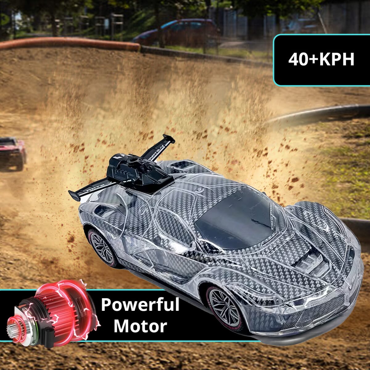 Light Speed II RC LED Sports Car - Black image number 4