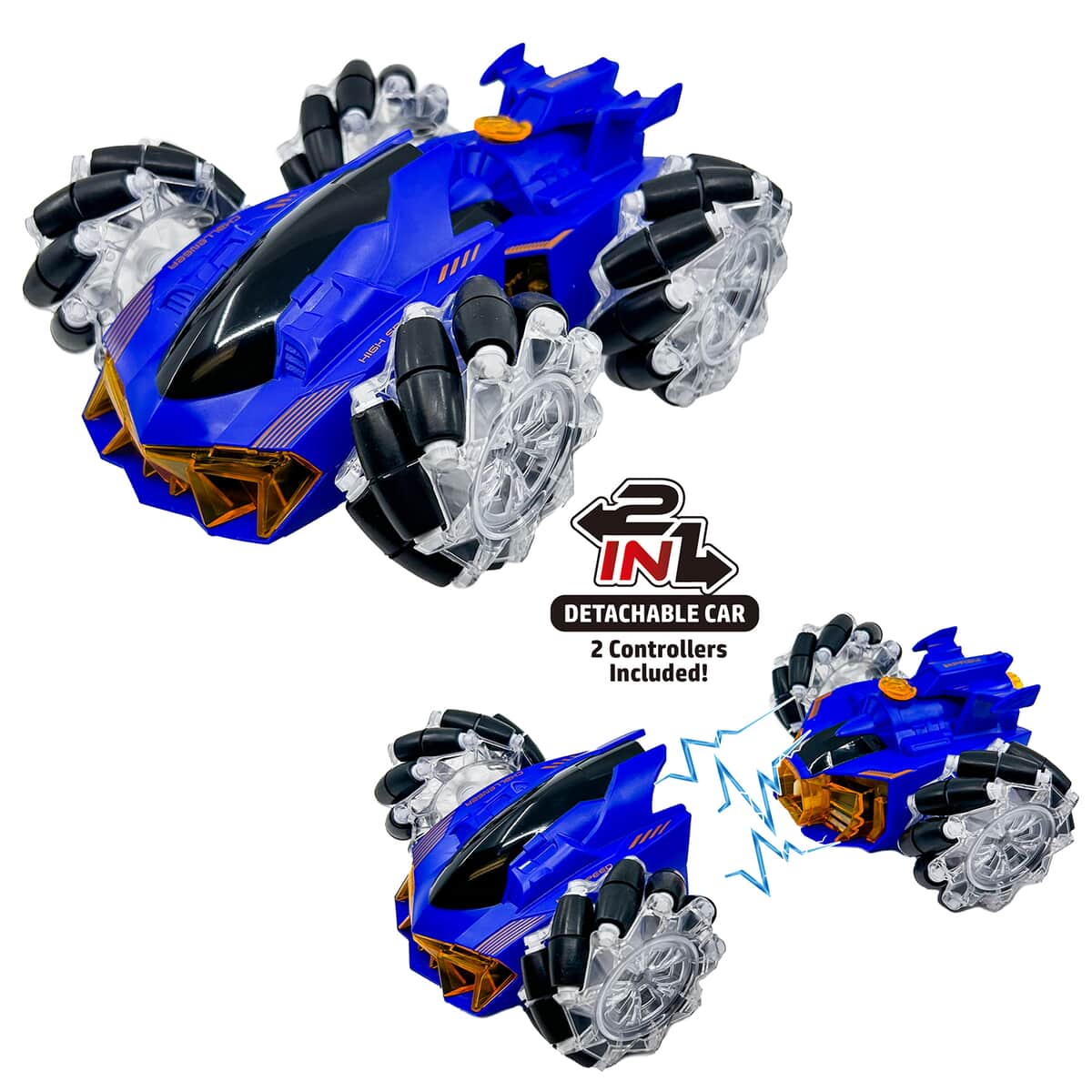 Blue Split Shift 2-in-1 RC Stunt Car Blue image number 3