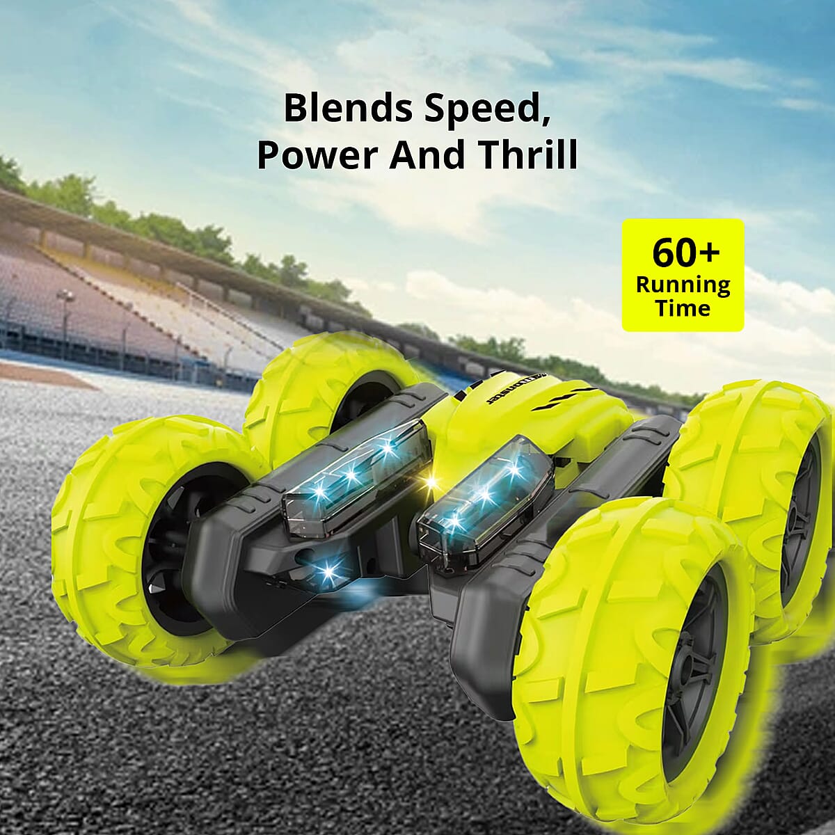 Acrobat Rechargeable RC Stunt Car Neon - Yellow image number 1