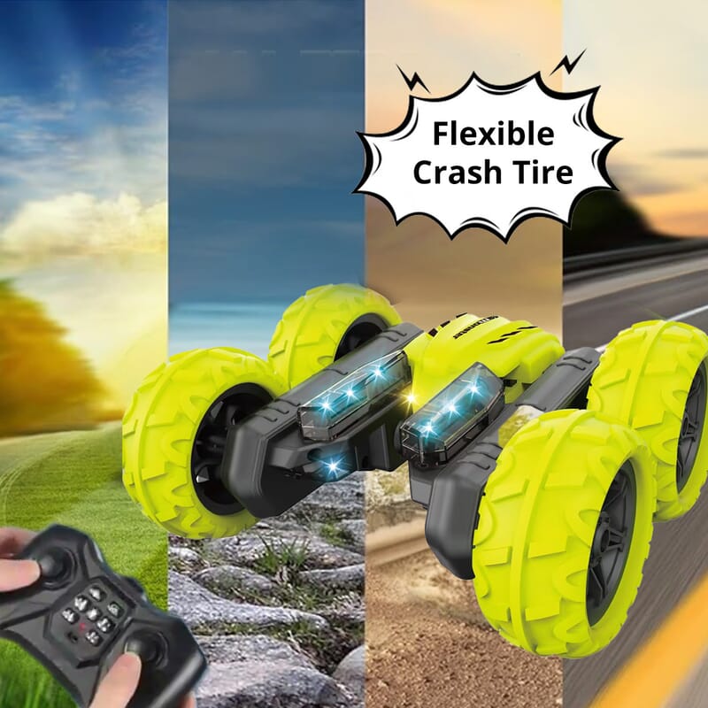 Acrobat Rechargeable RC Stunt Car Neon - Yellow