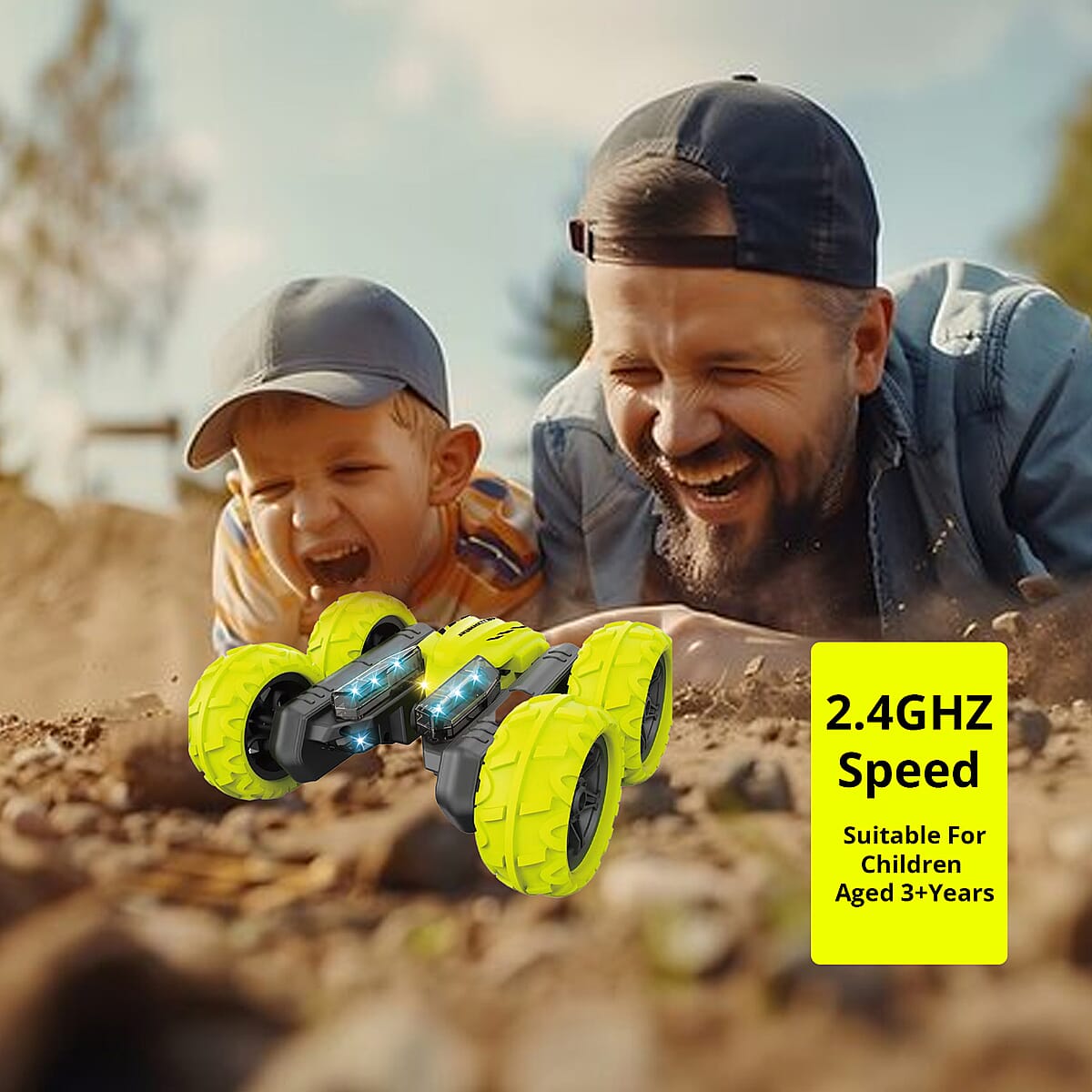 Acrobat Rechargeable RC Stunt Car Neon - Yellow image number 4