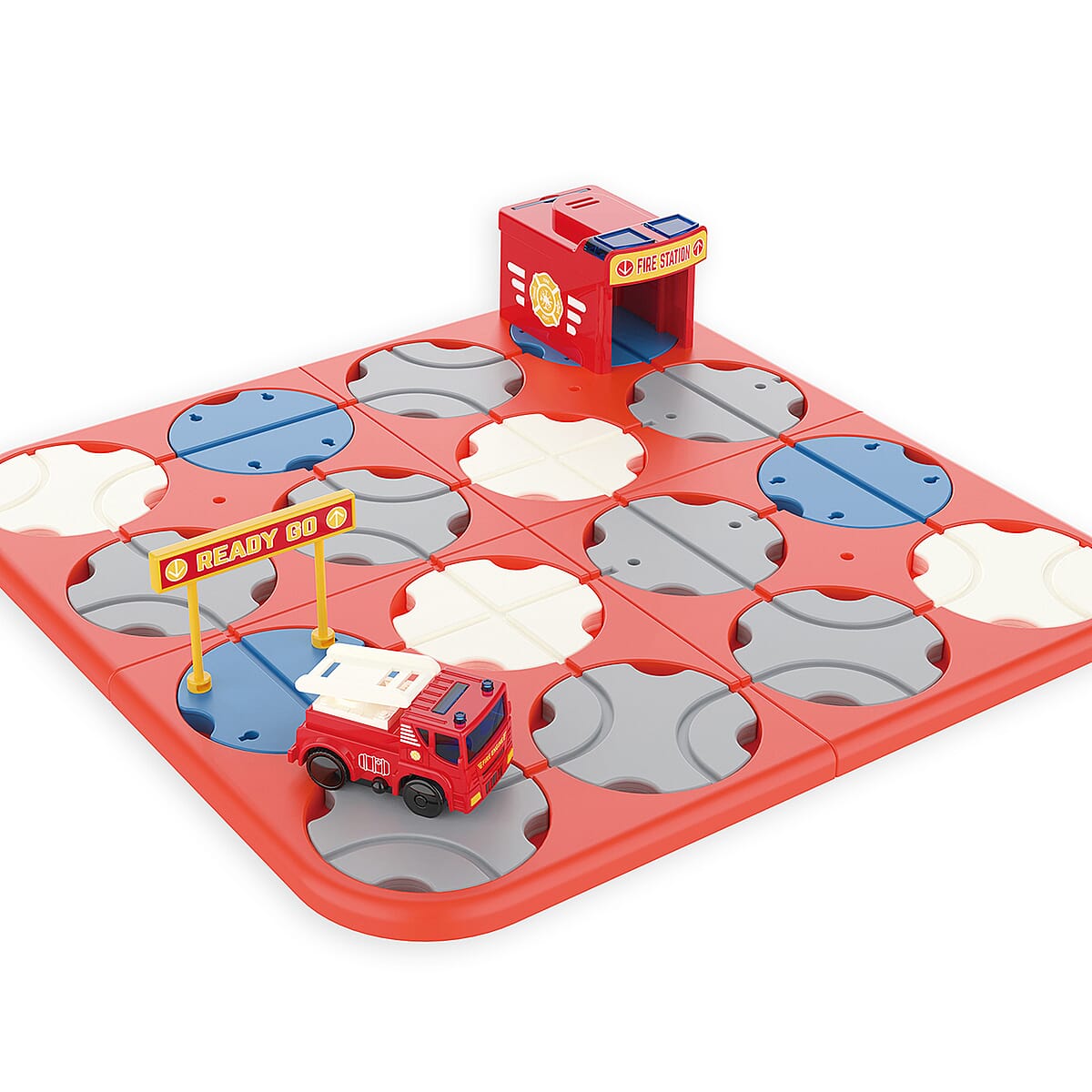 A-Maze Tracks DIY Track Maze Set With Battery Powered Fire Truck - Red image number 0