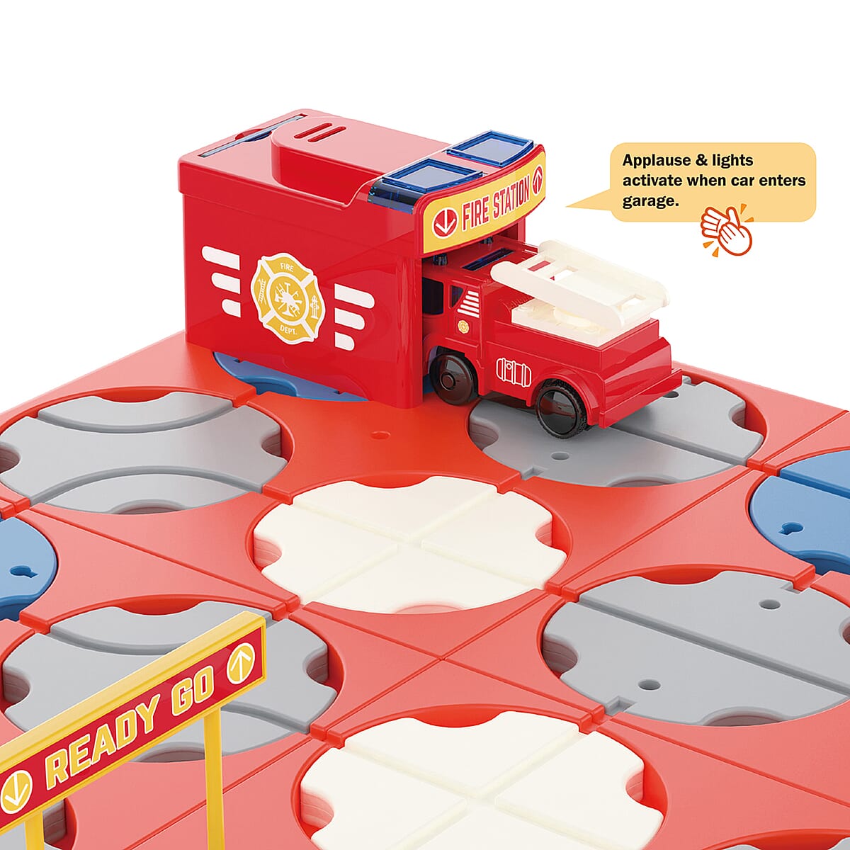 A-Maze Tracks DIY Track Maze Set With Battery Powered Fire Truck - Red image number 1