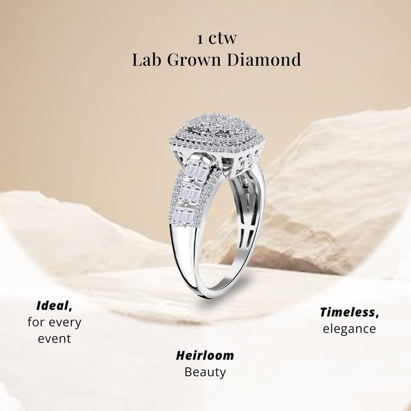 Luxuriant Lab Grown Diamond G SI 1.00 ctw Ring in Sterling Silver (Size 10.0)