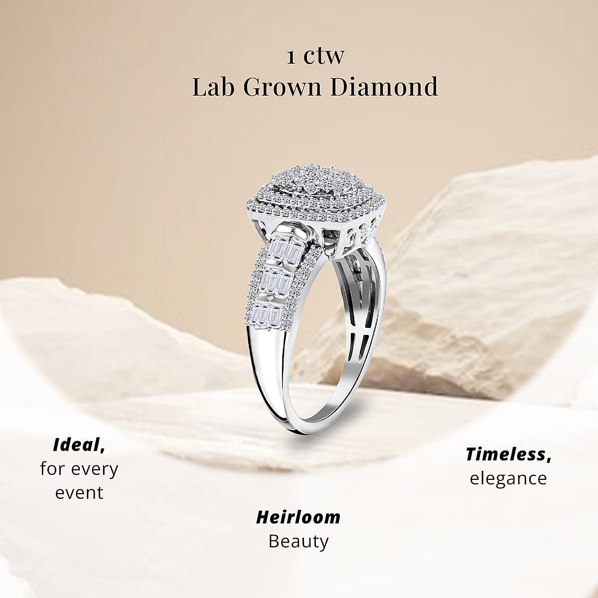 Luxuriant Lab Grown Diamond G SI 1.00 ctw Ring in Sterling Silver (Size 6.0) image number 4