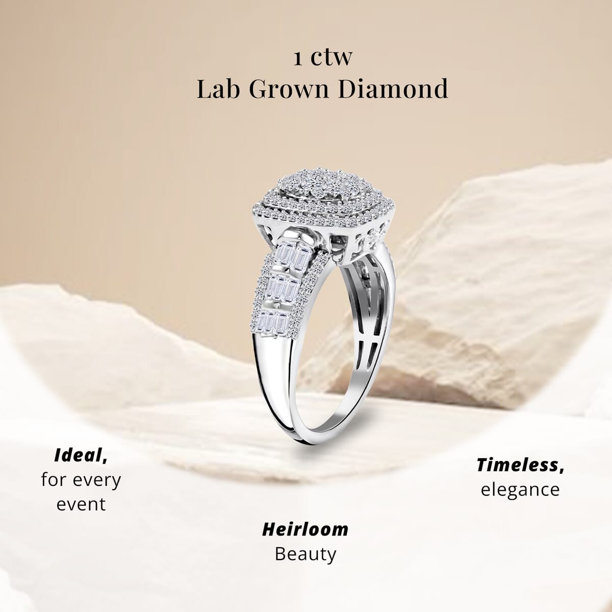 Luxuriant Lab Grown Diamond G SI 1.00 ctw Ring in Sterling Silver (Size 7.0) image number 4
