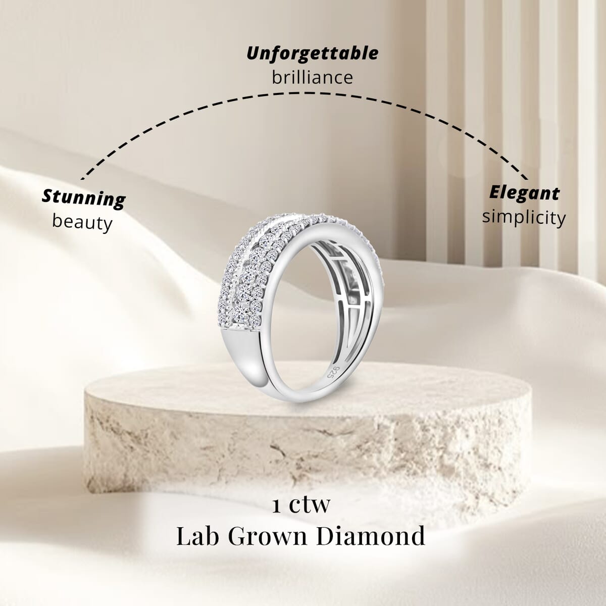 Luxuriant Lab Grown Diamond G SI 1.00 ctw Ring in Sterling Silver (Size 8.0) image number 4