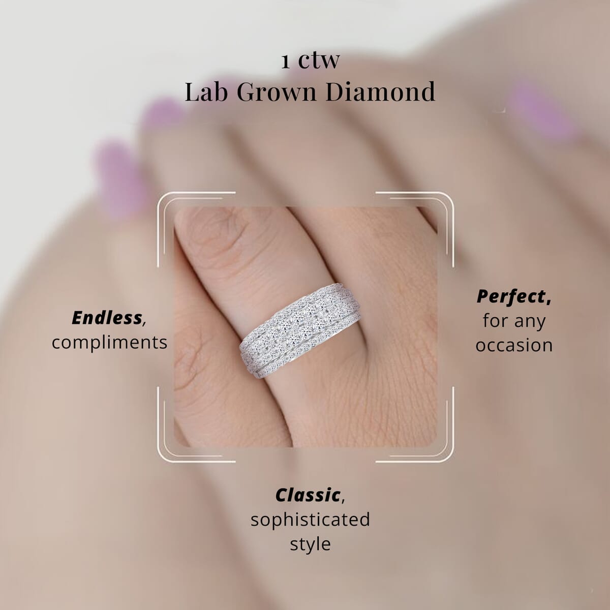 Luxuriant Lab Grown Diamond G SI 1.00 ctw Ring in Sterling Silver (Size 8.0) image number 4