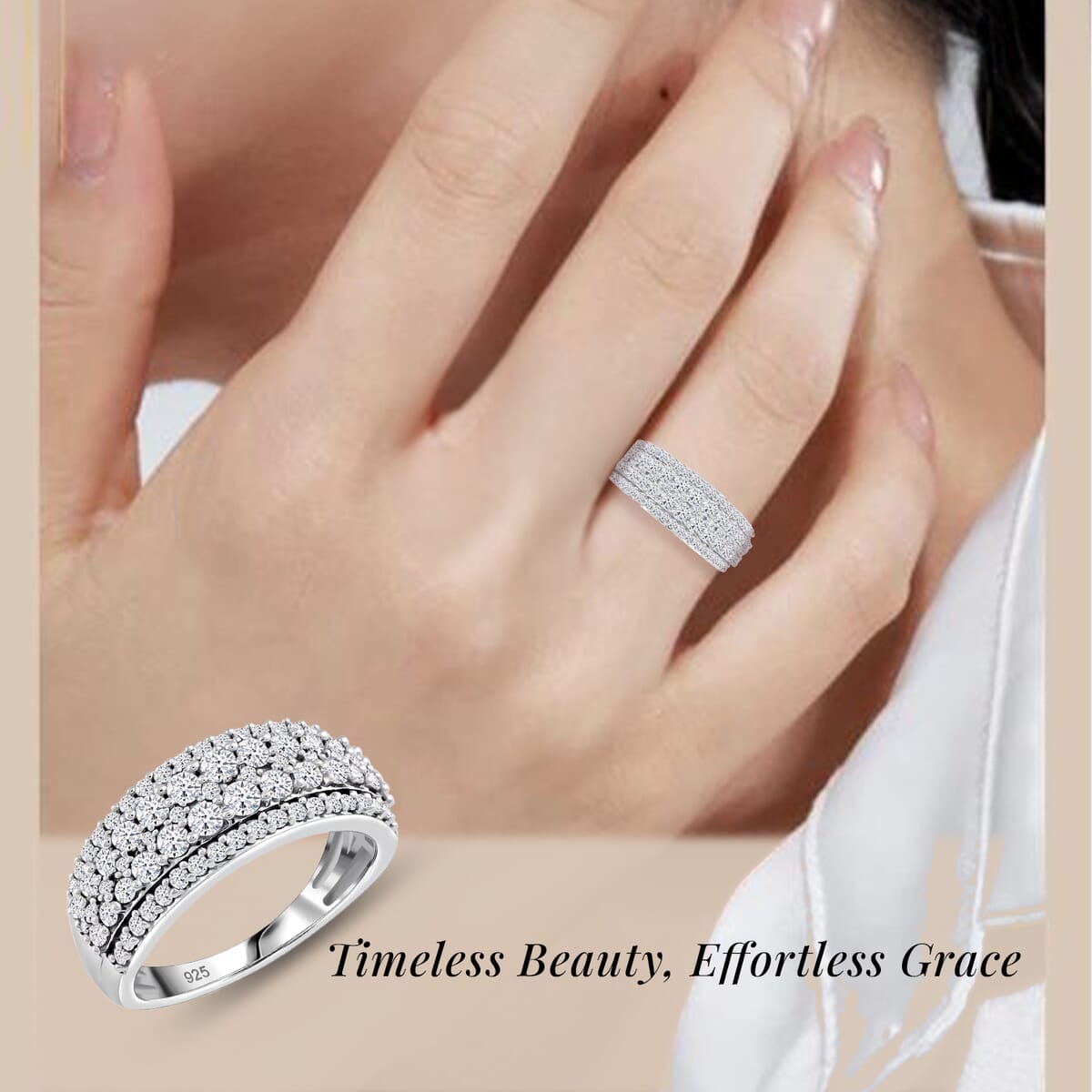 Luxuriant Lab Grown Diamond G SI 1.00 ctw Ring in Sterling Silver (Size 9.0) image number 1