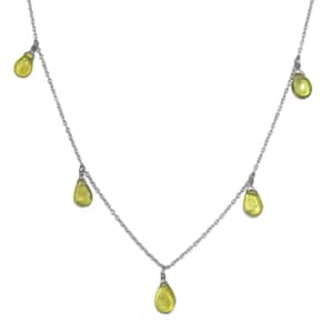 Vesuvianite 15.00 ctw Station Necklace in Rhodium Over Sterling Silver 18 Inches