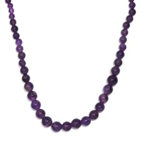 African Amethyst 110.00 ctw Beaded Necklace in Platinum Bond 18 Inches