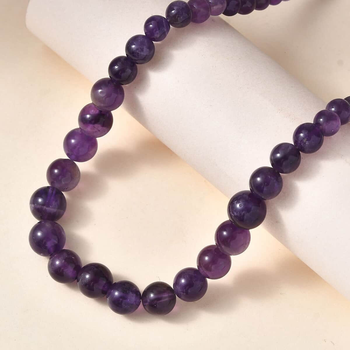 African Amethyst 110.00 ctw Beaded Necklace in Platinum Bond 18 Inches image number 1