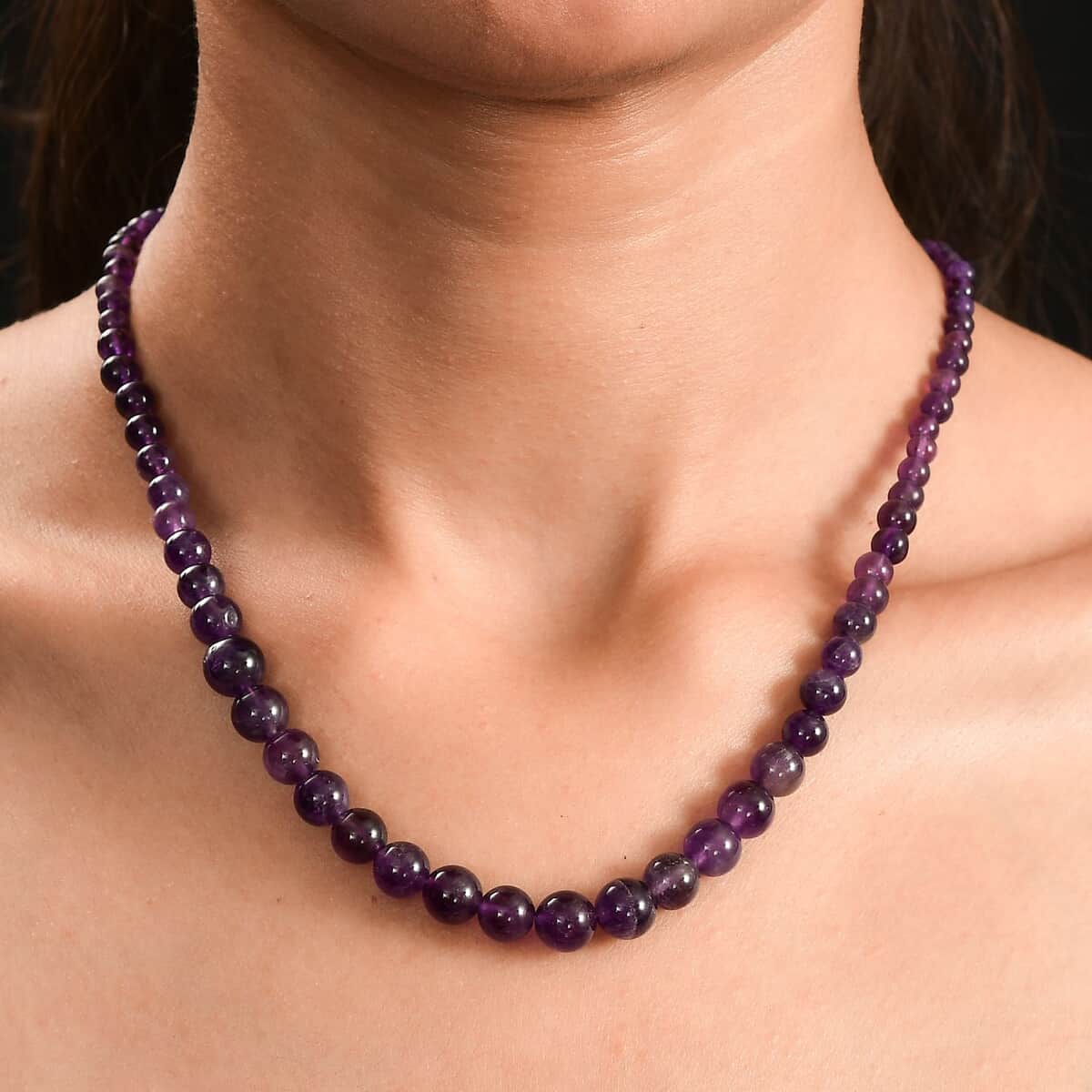 African Amethyst 110.00 ctw Beaded Necklace in Platinum Bond 18 Inches image number 2