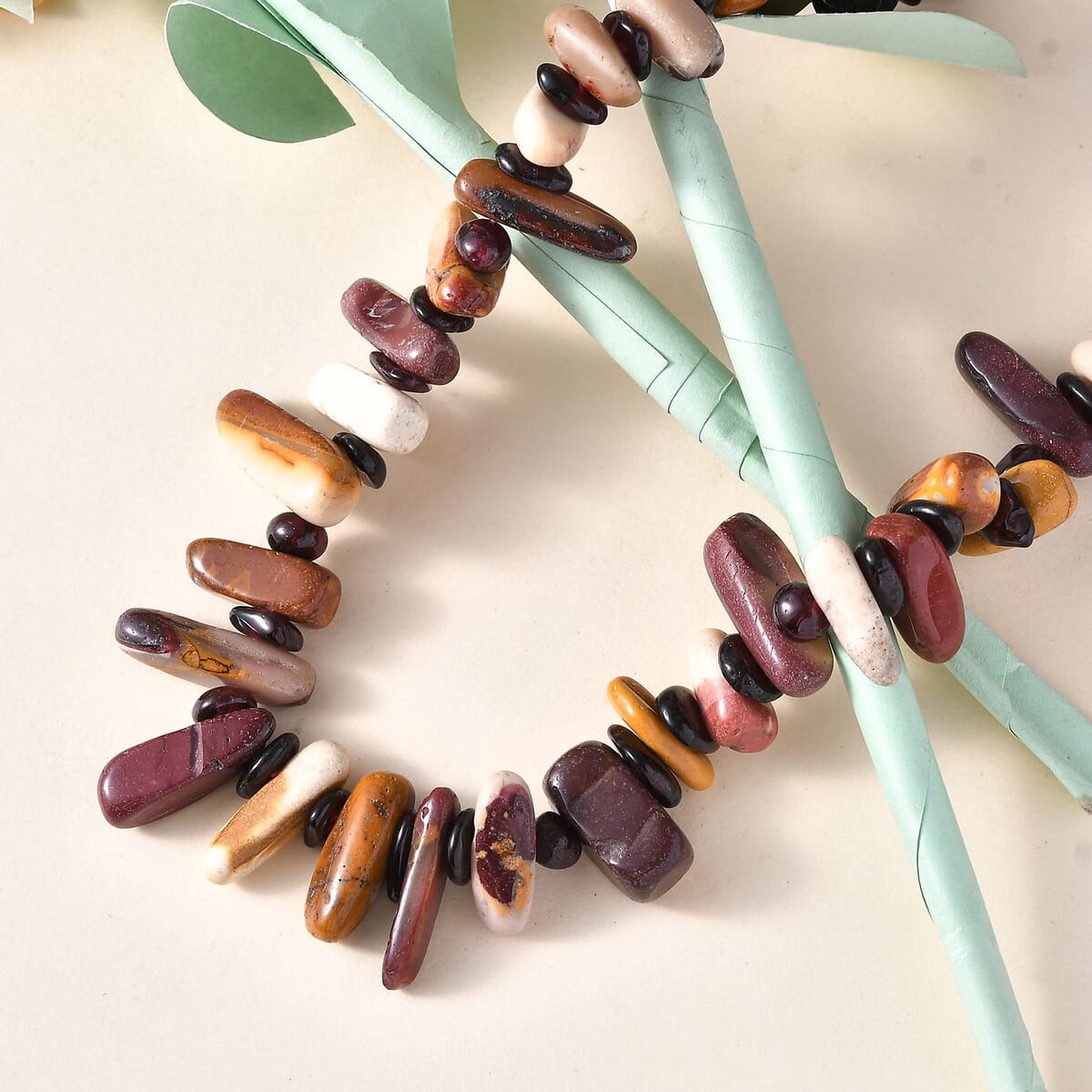 Karis Kennedy Range Mookaite and Mozambique Garnet 420.00 ctw Necklace in Platinum Bond 20 Inches image number 1