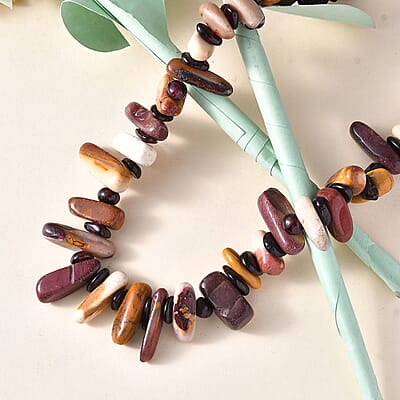 Karis Kennedy Range Mookaite and Mozambique Garnet 420.00 ctw Necklace in Platinum Bond 20 Inches
