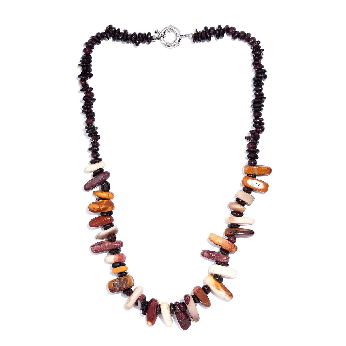 Karis Kennedy Range Mookaite and Mozambique Garnet 420.00 ctw Necklace in Platinum Bond 20 Inches image number 2