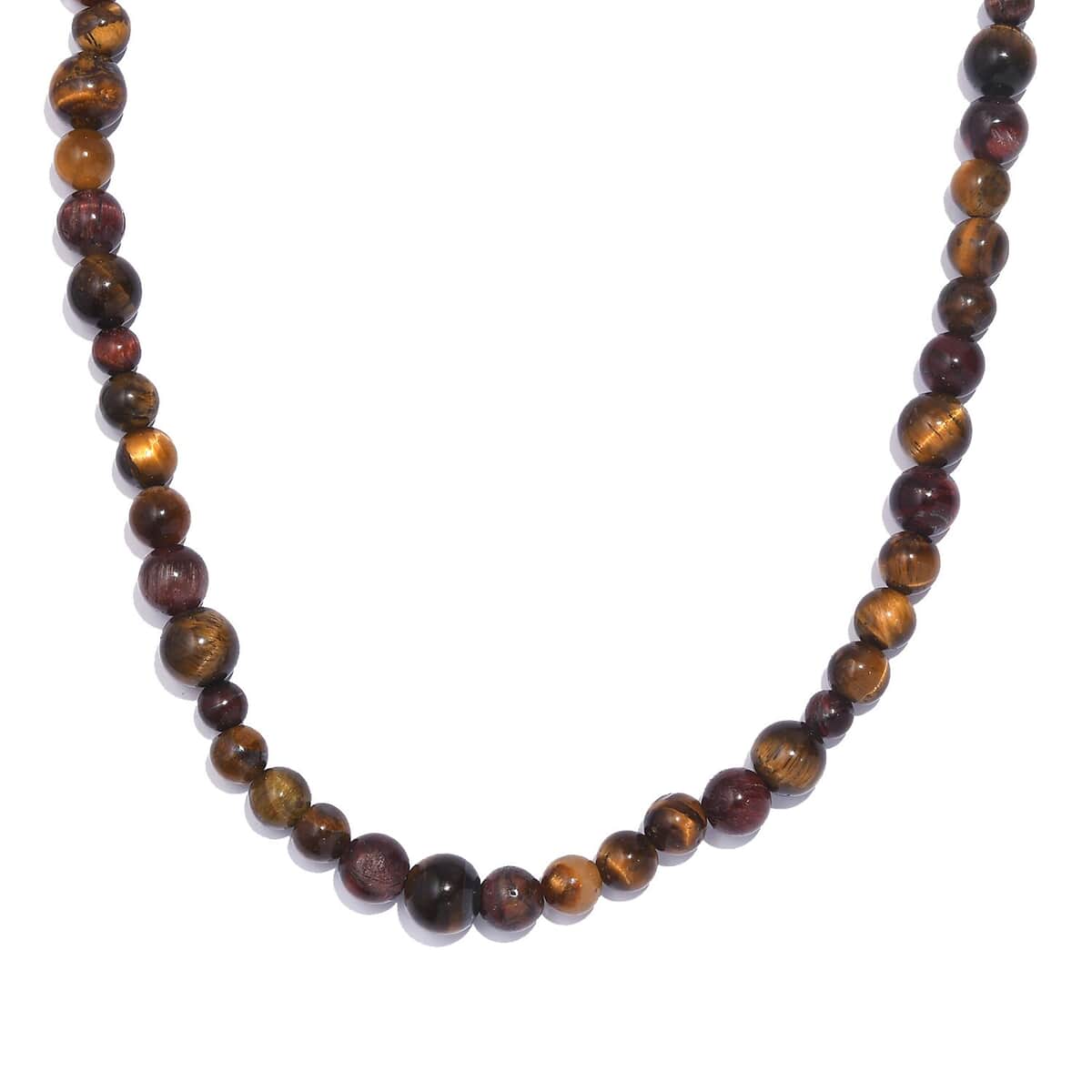 Tigers Eye 150.00 ctw Beaded Necklace in Stainless Steel 20 Inches image number 0