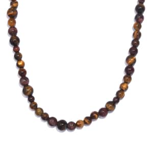 Tigers Eye 150.00 ctw Beaded Necklace in Stainless Steel 20 Inches