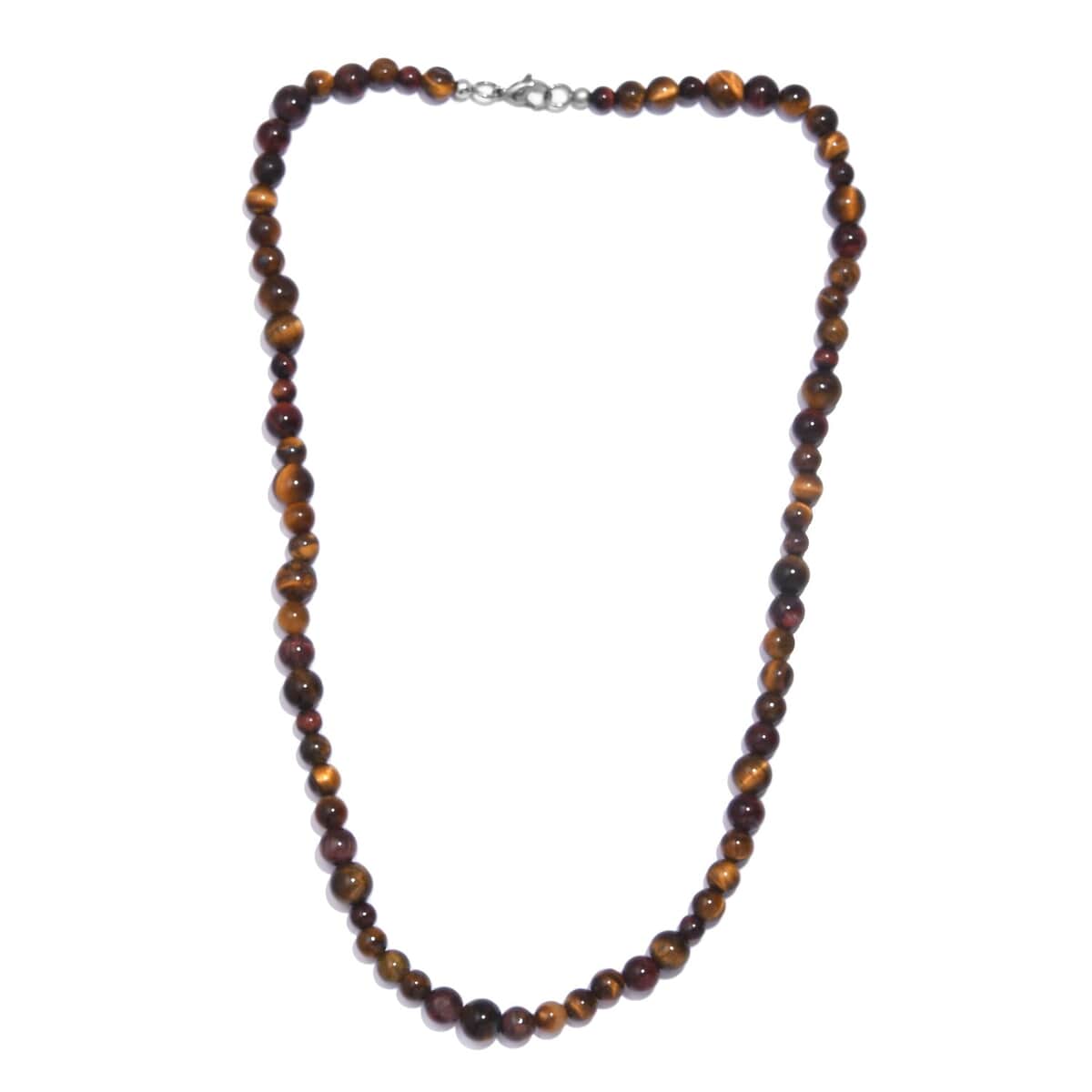 Tigers Eye 150.00 ctw Beaded Necklace in Stainless Steel 20 Inches image number 3