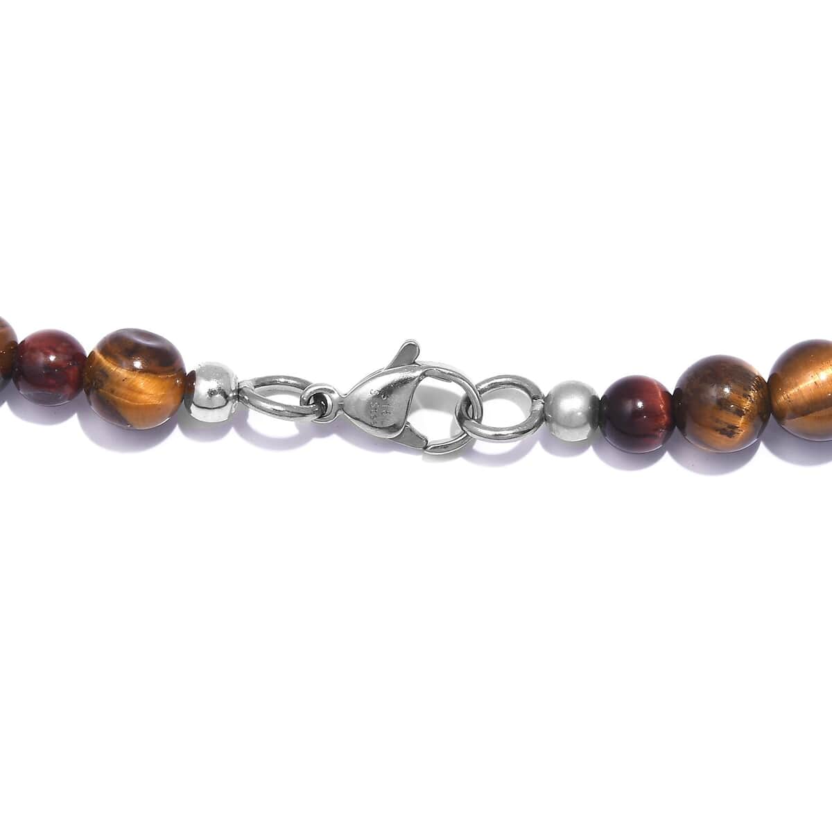 Tigers Eye 150.00 ctw Beaded Necklace in Stainless Steel 20 Inches image number 4