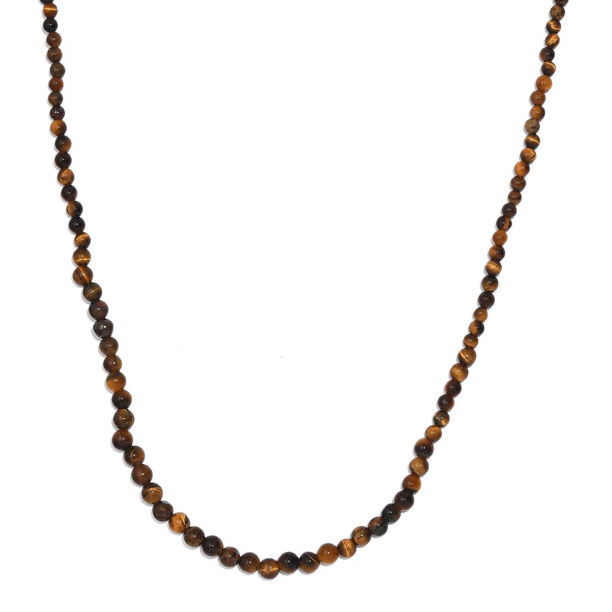 Tigers Eye 45.00 ctw Beaded Necklace in Stainless Steel 20 Inches image number 0