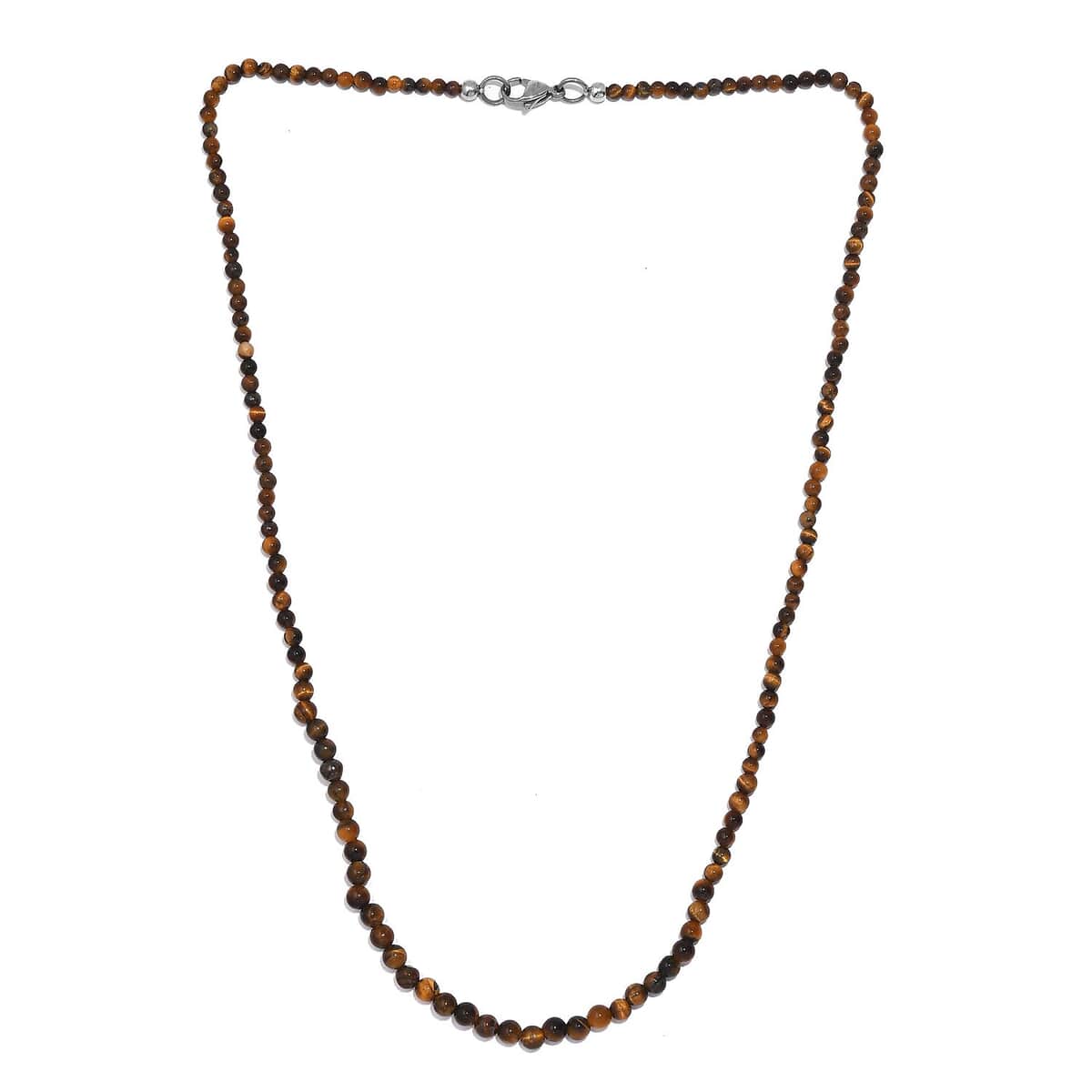 Tigers Eye 45.00 ctw Beaded Necklace in Stainless Steel 20 Inches image number 3