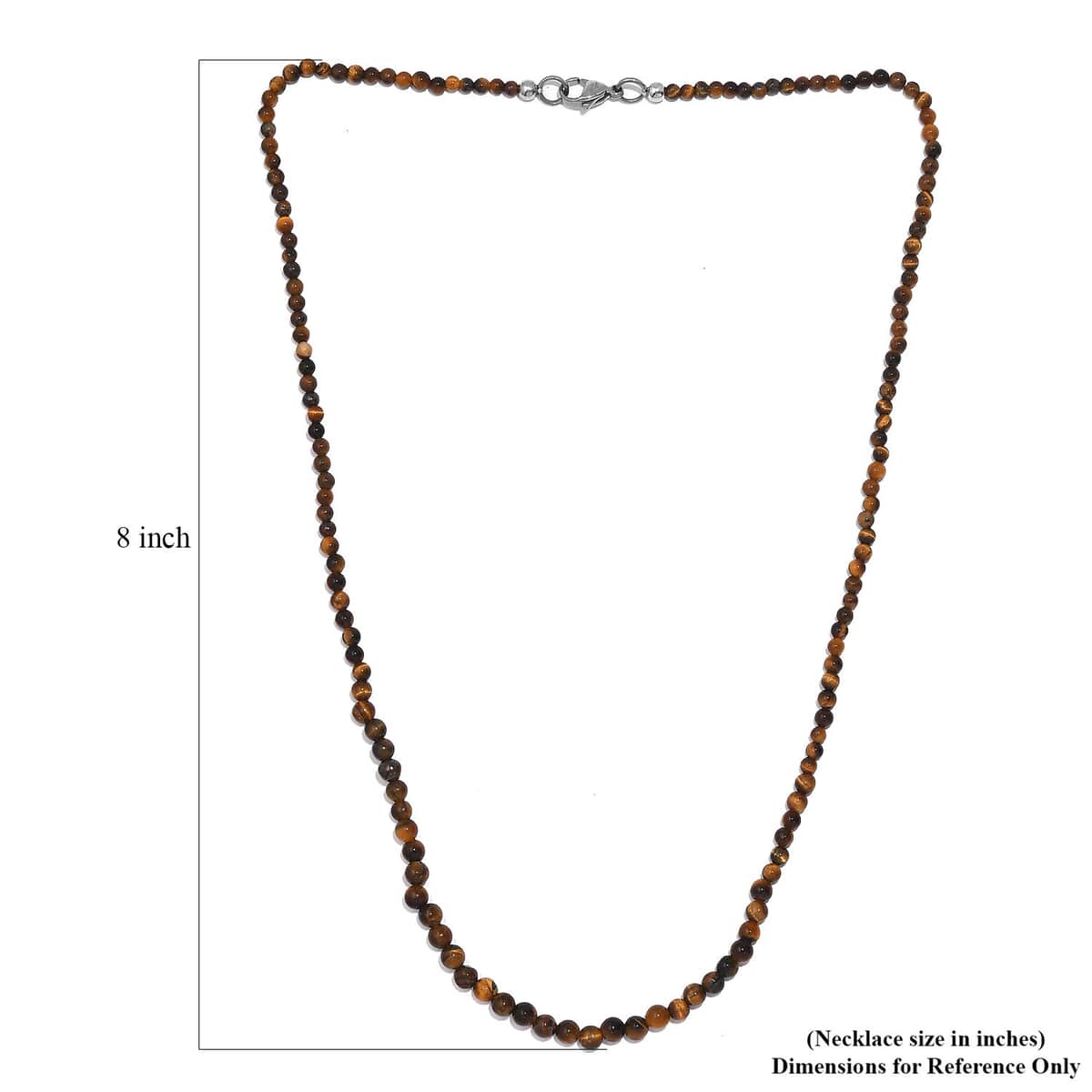 Tigers Eye 45.00 ctw Beaded Necklace in Stainless Steel 20 Inches image number 5