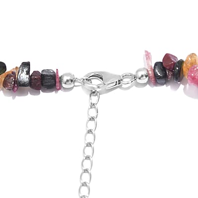 Grandidierite and Multi-Tourmaline 105.00 ctw Chips Necklace in Rhodium Over Sterling Silver 18-20 Inches