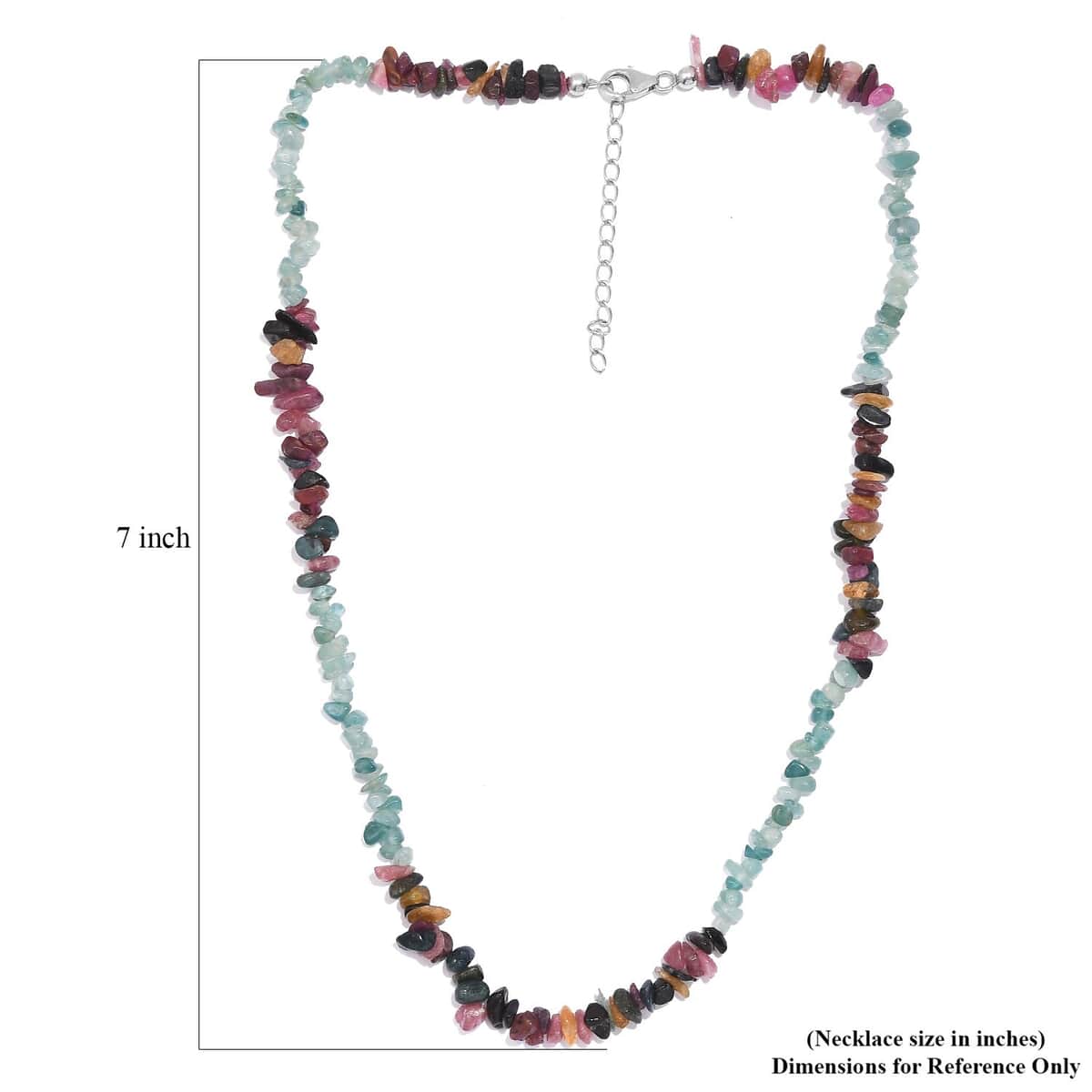 Grandidierite and Multi-Tourmaline 105.00 ctw Chips Necklace in Rhodium Over Sterling Silver 18-20 Inches image number 5