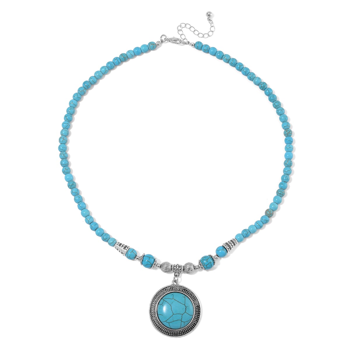 Blue Howlite 125.00 ctw Necklace in Silvertone 20-22 Inches image number 2