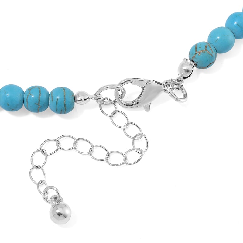 Blue Howlite 125.00 ctw Necklace in Silvertone 20-22 Inches