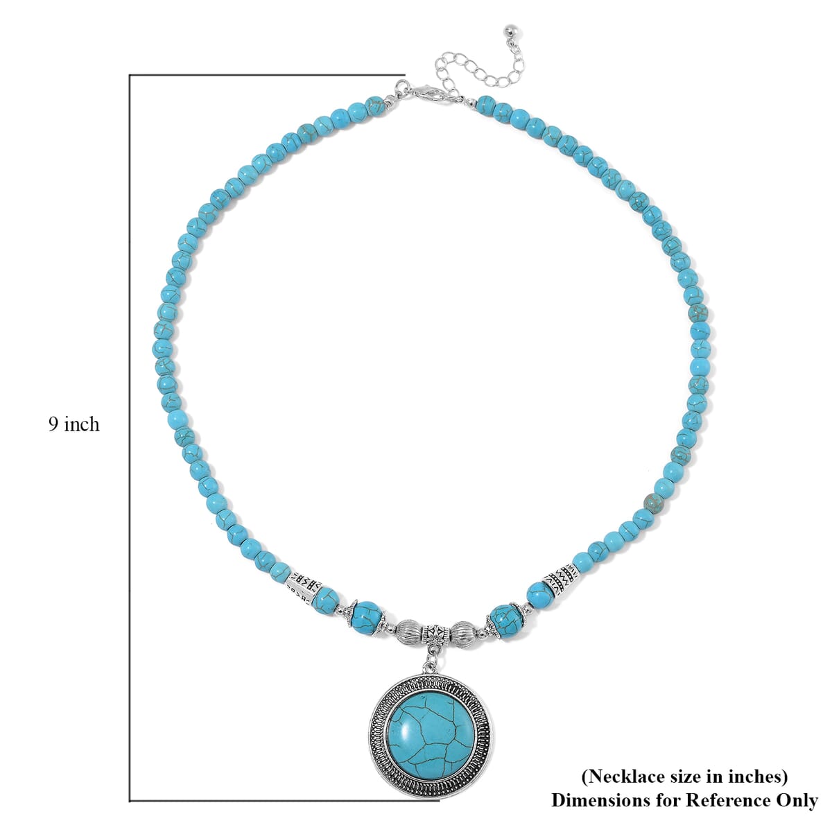 Blue Howlite 125.00 ctw Necklace in Silvertone 20-22 Inches image number 6