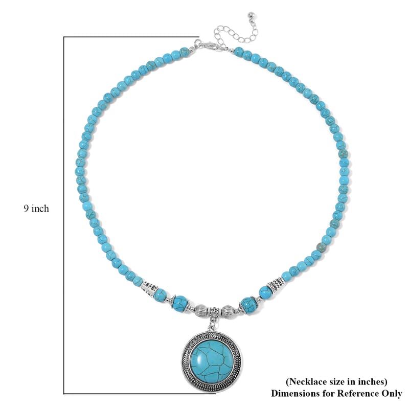 Blue Howlite 125.00 ctw Necklace in Silvertone 20-22 Inches