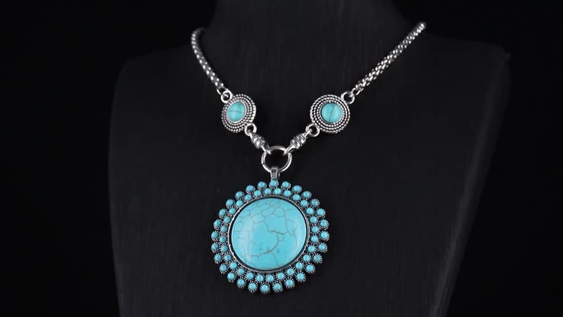 Blue Howlite 91.00 ctw Necklace in Silvertone 20-22 Inches