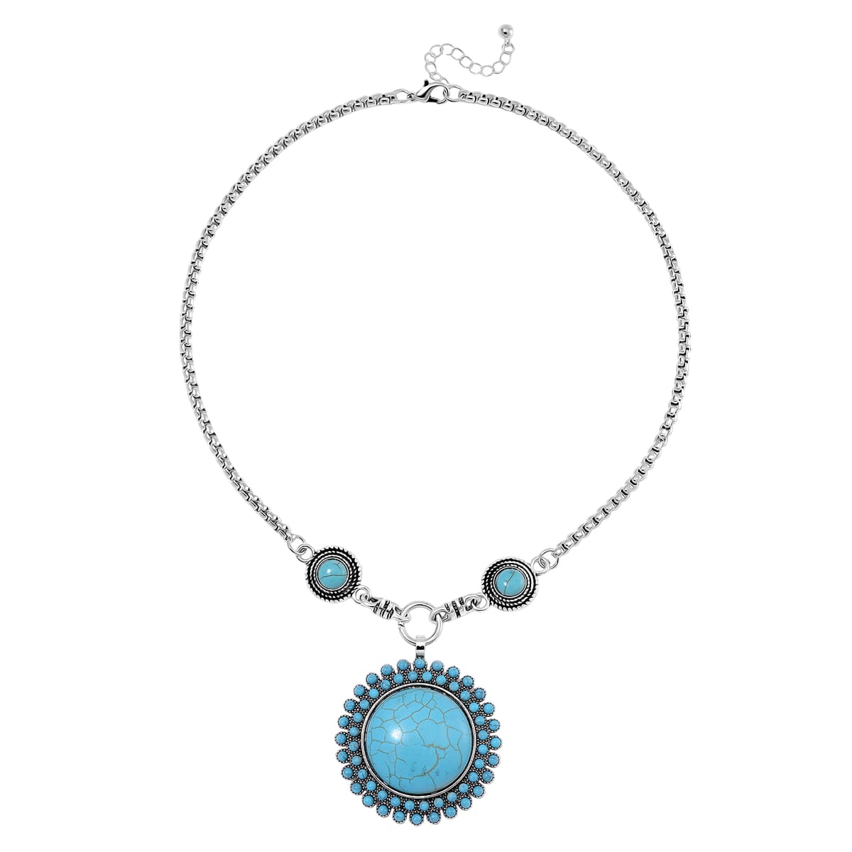 Blue Howlite 91.00 ctw Necklace in Silvertone 20-22 Inches image number 2