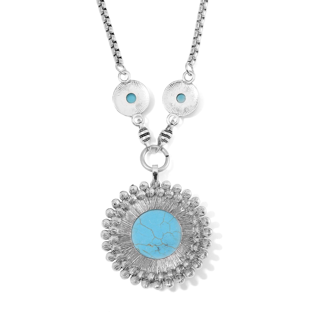Blue Howlite 91.00 ctw Necklace in Silvertone 20-22 Inches image number 4