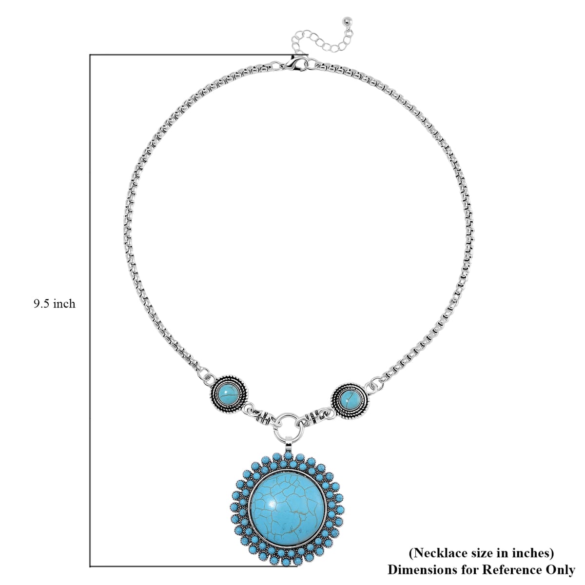 Blue Howlite 91.00 ctw Necklace in Silvertone 20-22 Inches image number 6