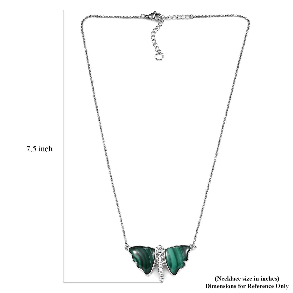 Karis African Malachite 31.40 ctw Dragonfly Necklace in Platinum Bond 18 Inches image number 5