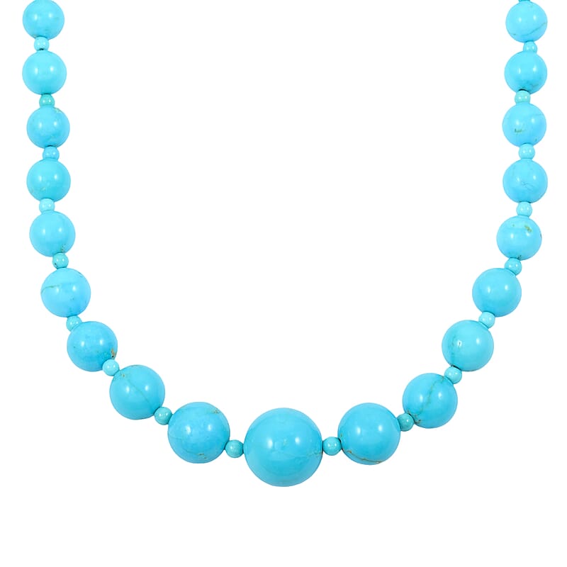 Sleeping Beauty Turquoise 100.00 ctw Necklace in 18K Vermeil Yellow Gold Over Sterling Silver 20 Inches