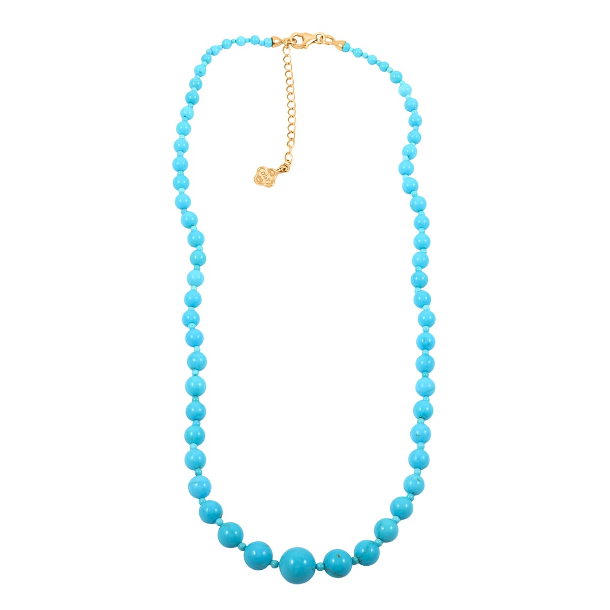 Sleeping Beauty Turquoise 100.00 ctw Necklace in 18K Vermeil Yellow Gold Over Sterling Silver 20 Inches image number 2