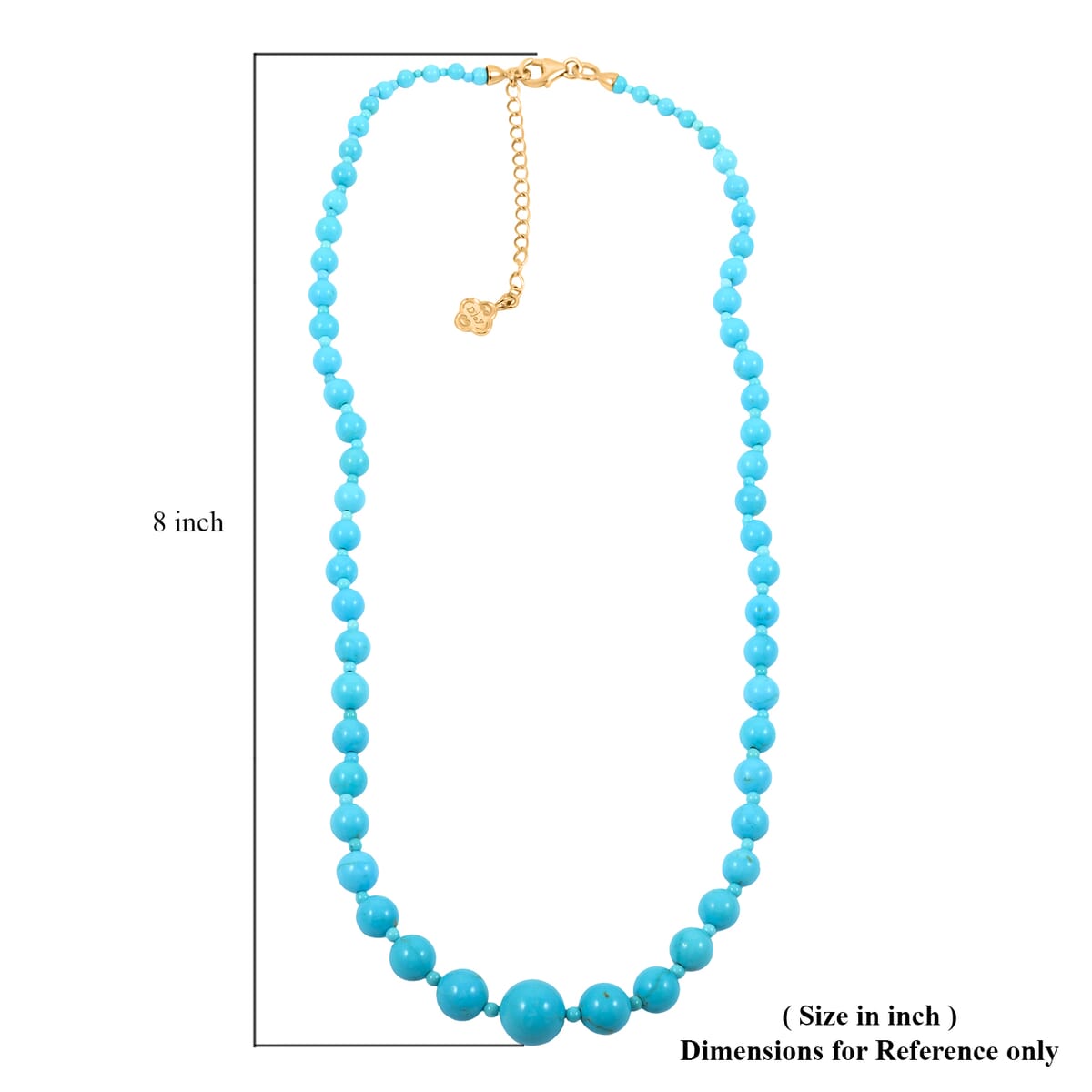 Sleeping Beauty Turquoise 100.00 ctw Necklace in 18K Vermeil Yellow Gold Over Sterling Silver 20 Inches image number 4