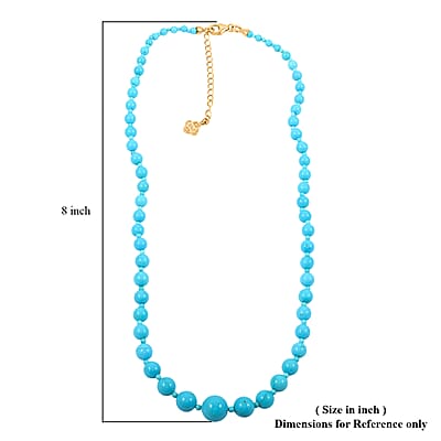 Sleeping Beauty Turquoise 100.00 ctw Necklace in 18K Vermeil Yellow Gold Over Sterling Silver 20 Inches
