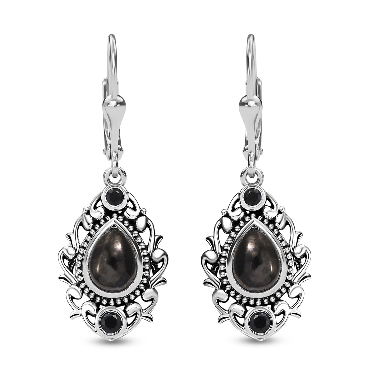 D'Joy Artisan Crafted Elite Shungite and Thai Black Spinel 1.15 ctw Earrings in Black Oxidized Sterling Silver image number 0