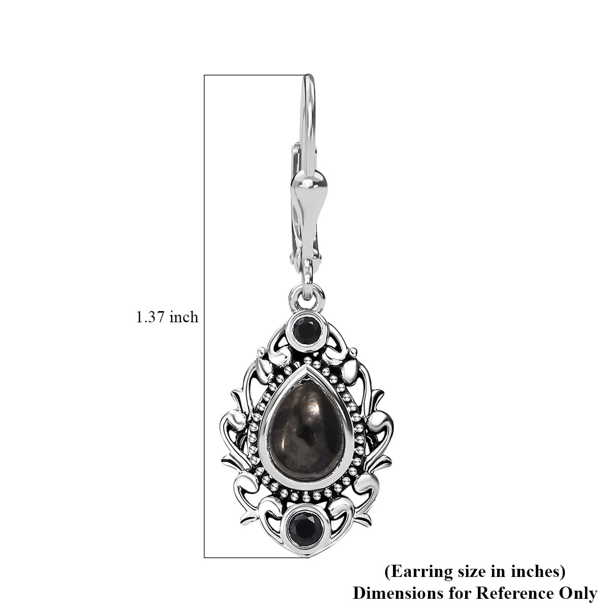 D'Joy Artisan Crafted Elite Shungite and Thai Black Spinel 1.15 ctw Earrings in Black Oxidized Sterling Silver image number 4